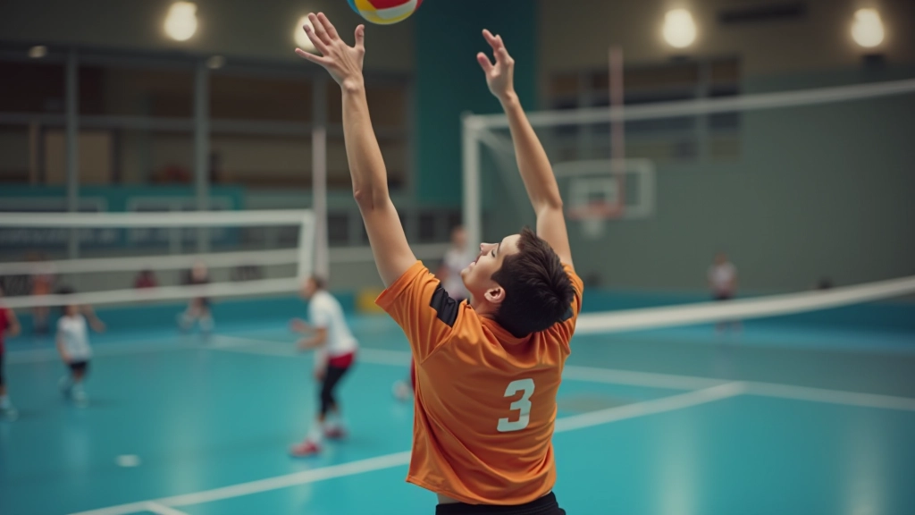لاعب كرة طائرة في أعلى نقطة من قفزته يضرب الكرة بتوقيت مثالي